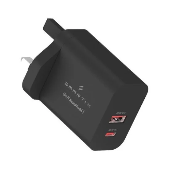Smartix Premium Uk Wall Adaptor 45W Gan - Black